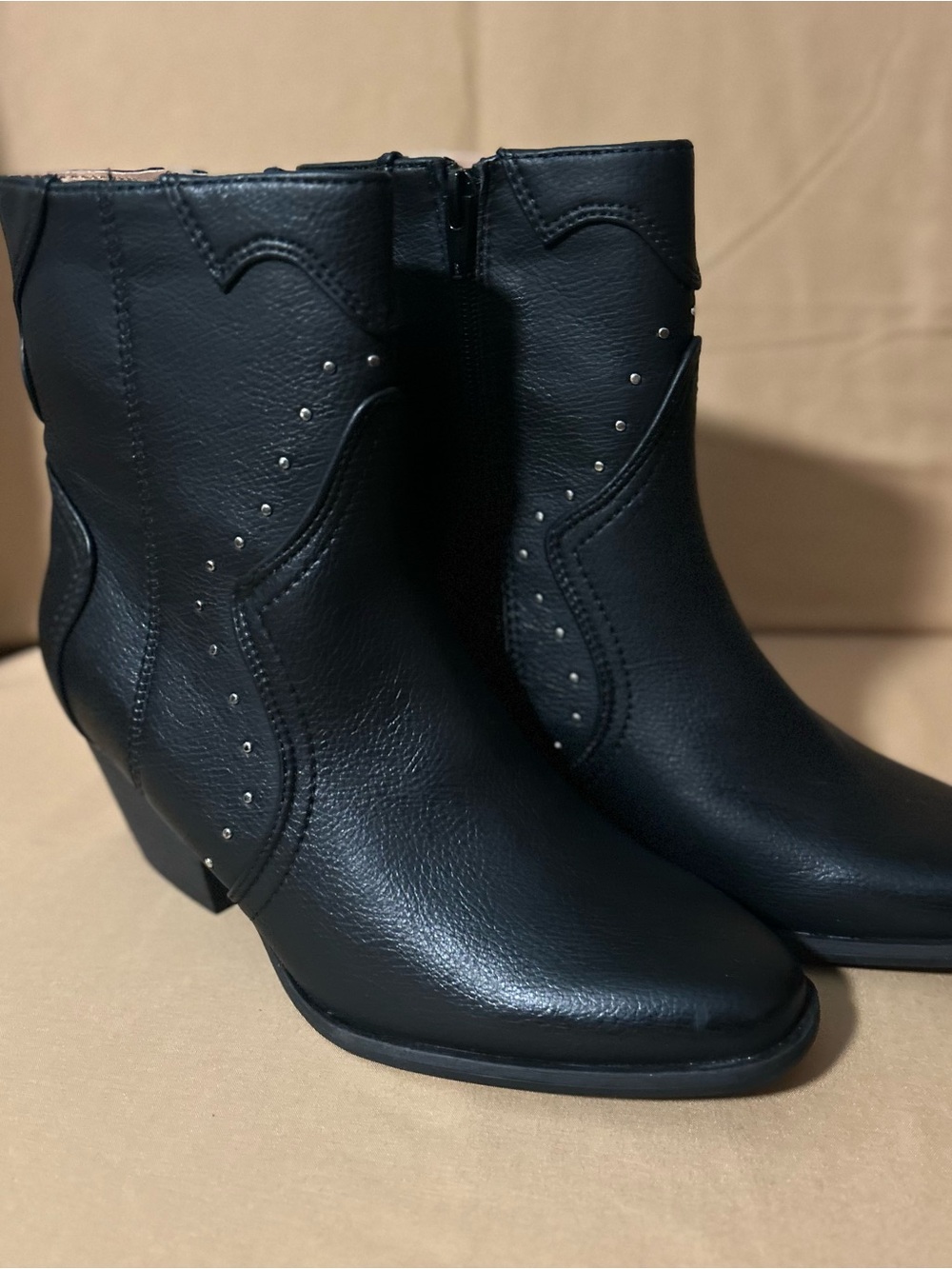 Waverly Black Western-Inspired Ankle Booties